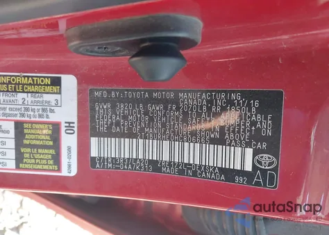 2017 Toyota Corolla Xse из США, поврежденный, VIN 2T1BURHE0HC806665